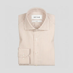 Signatur-Performance-Hemd, beige, gestreift, Slim-Fit