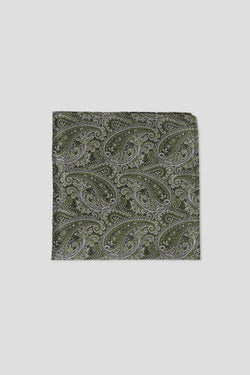 Grünes & weißes Einstecktuch mit Paisley-Muster