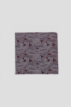 Paisley-Einstecktuch in Bordeaux und Grau