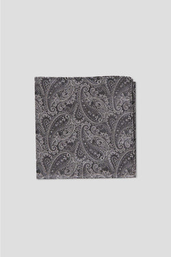 Schwarz-weißes Einstecktuch mit Paisley