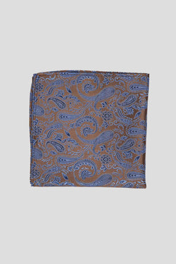 Einstecktuch in Braun & Blau mit Paisley-Muster