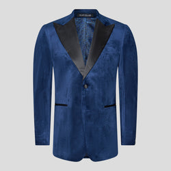 PREMIUM navy velour smoking blazer