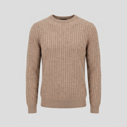 Sand merino crew neck kabel