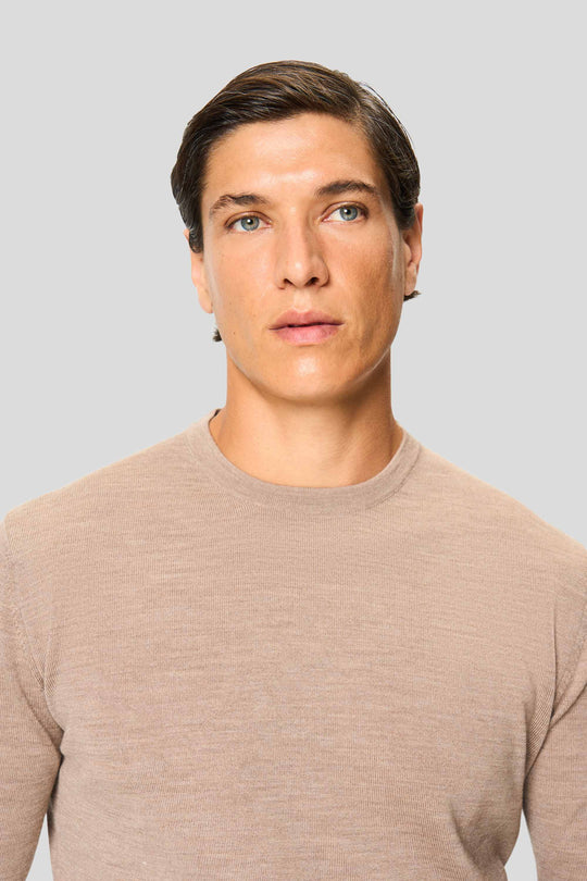 Sand merino crew neck