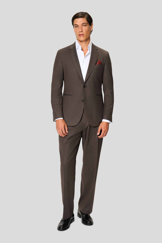 PREMIUM dunkelbrauner Blazer mit Fischgrätmuster