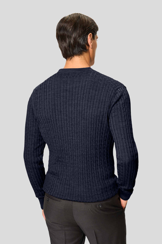 Navy merino crew neck kabel