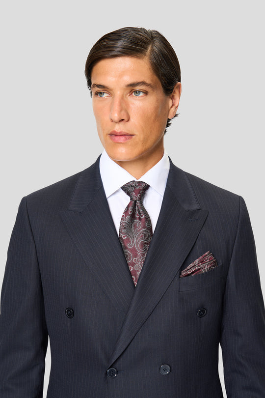 PREMIUM marineblauer doppelreihiger Blazer mit Nadelstreifen