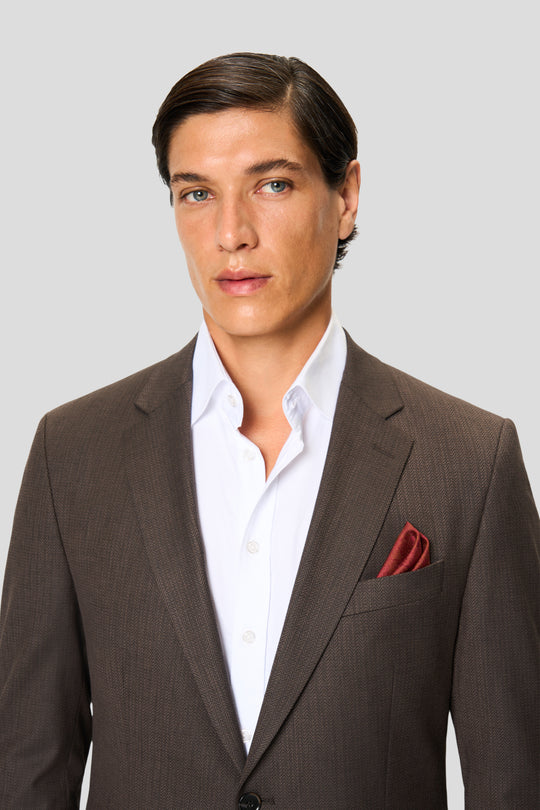 PREMIUM dunkelbrauner Blazer mit Fischgrätmuster