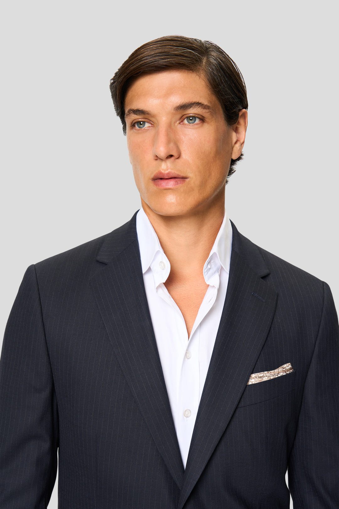 PREMIUM navy blazer med nålestriber