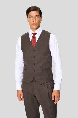PREMIUM mørkebrun vest med sildeben