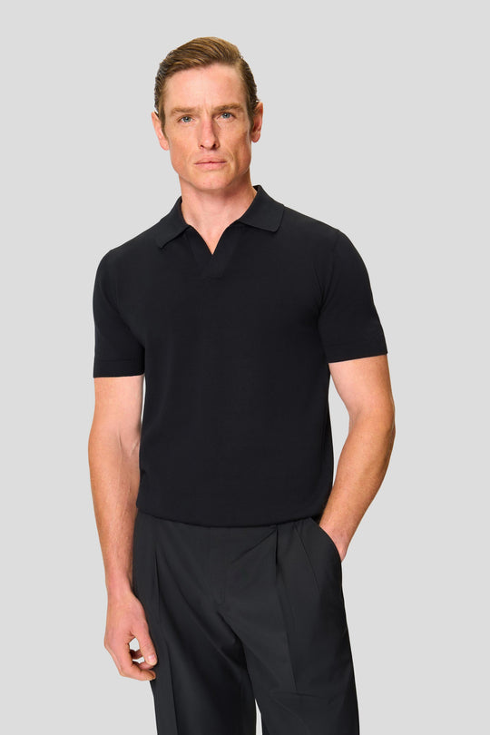 Schwarzes Kurzarm-Poloshirt