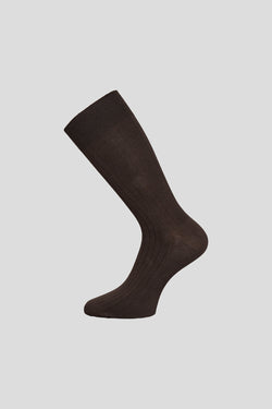 Brune ribbed bomuldsstrømper - Onesize