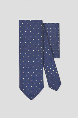Slips & lommekluds pakke (Navy & grå prikket)