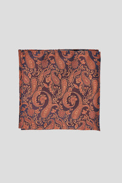 Einstecktuch in orange & blau mit Paisley