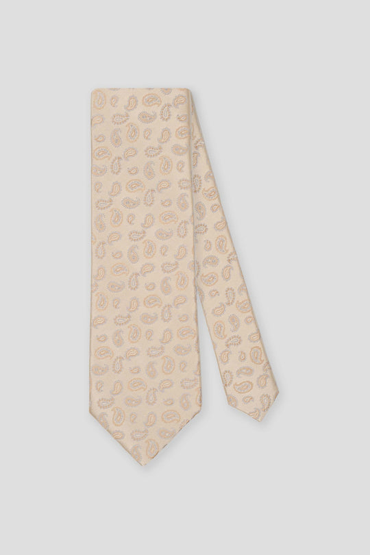 Beige dråbemønstret silkeslips PVD