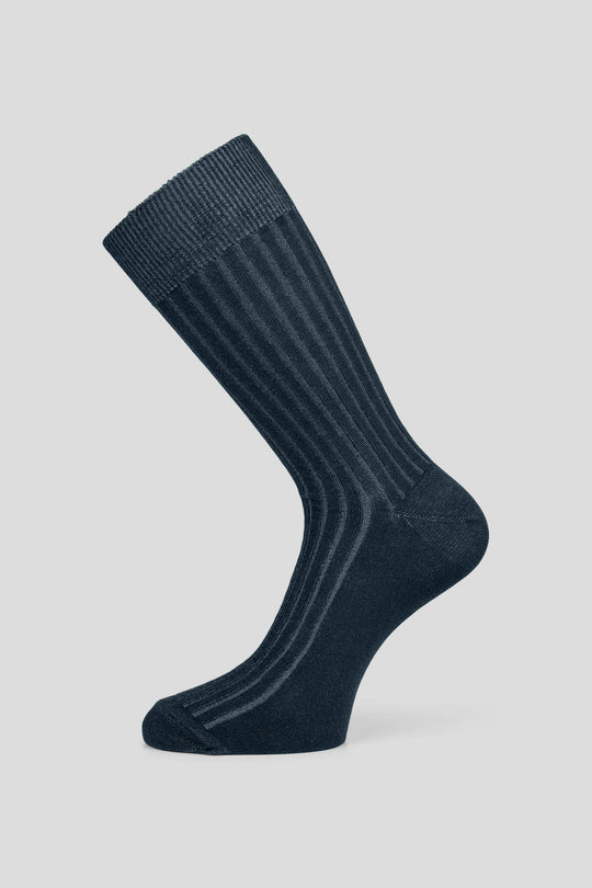 Navy ribbed strømper Lindner