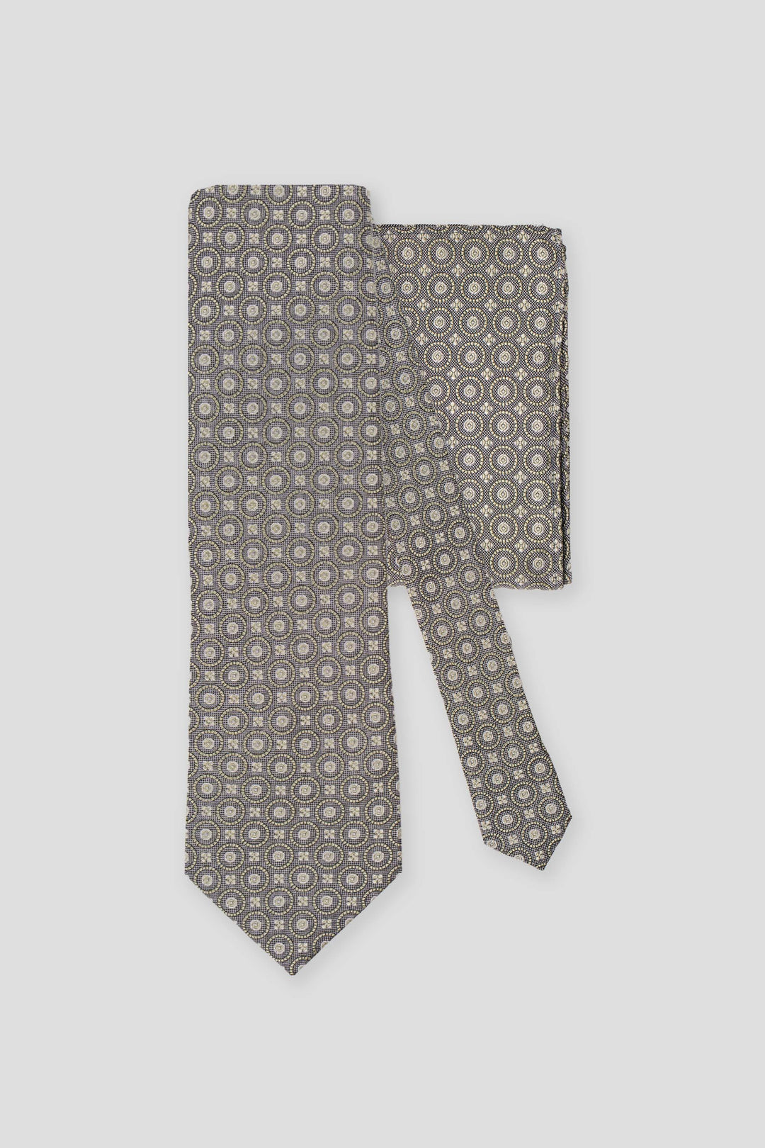 Slips & lommekluds pakke (Brun geometrisk i silke) suitclub.dk