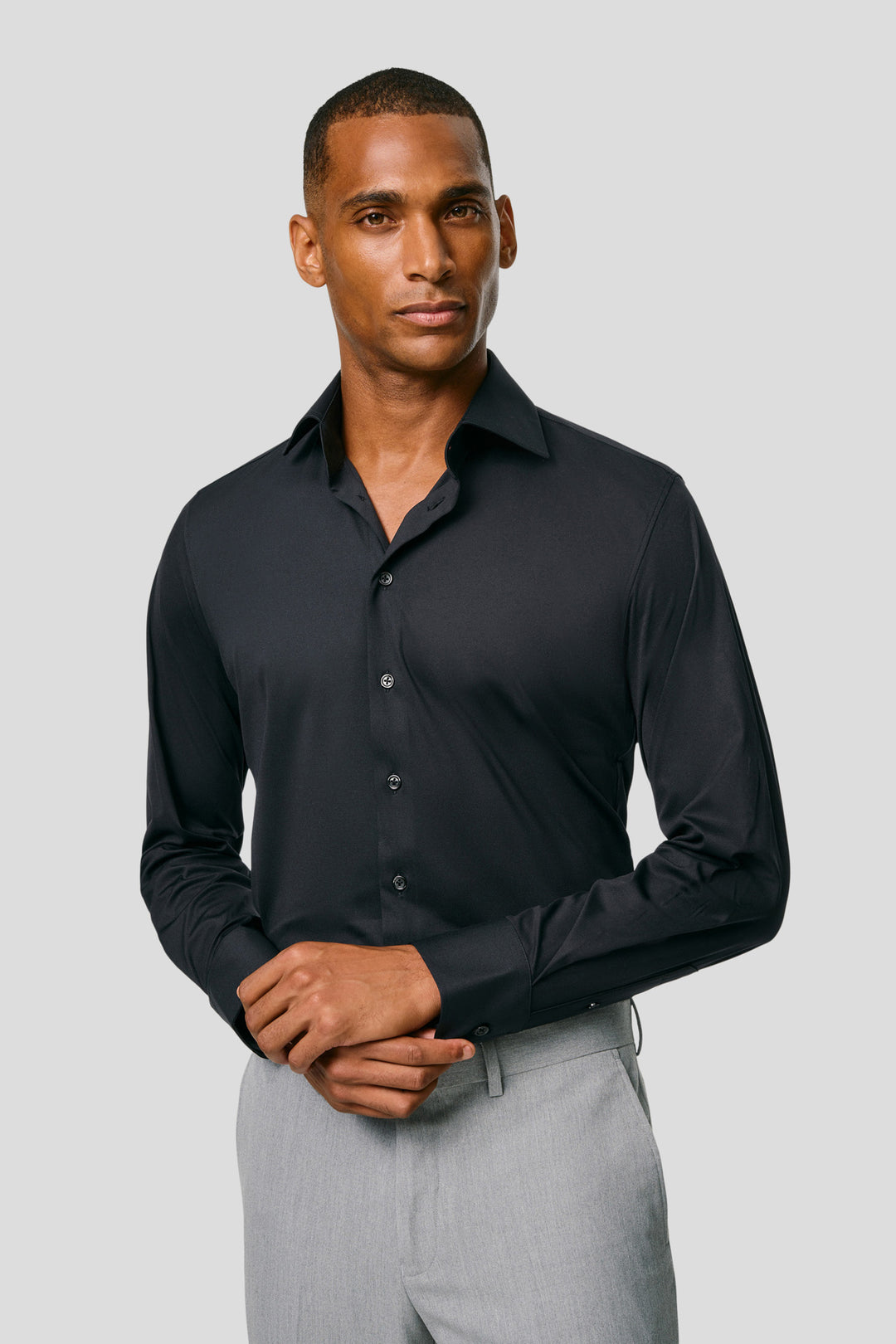 Signatur performance skjorte sort slim Shirtmakers