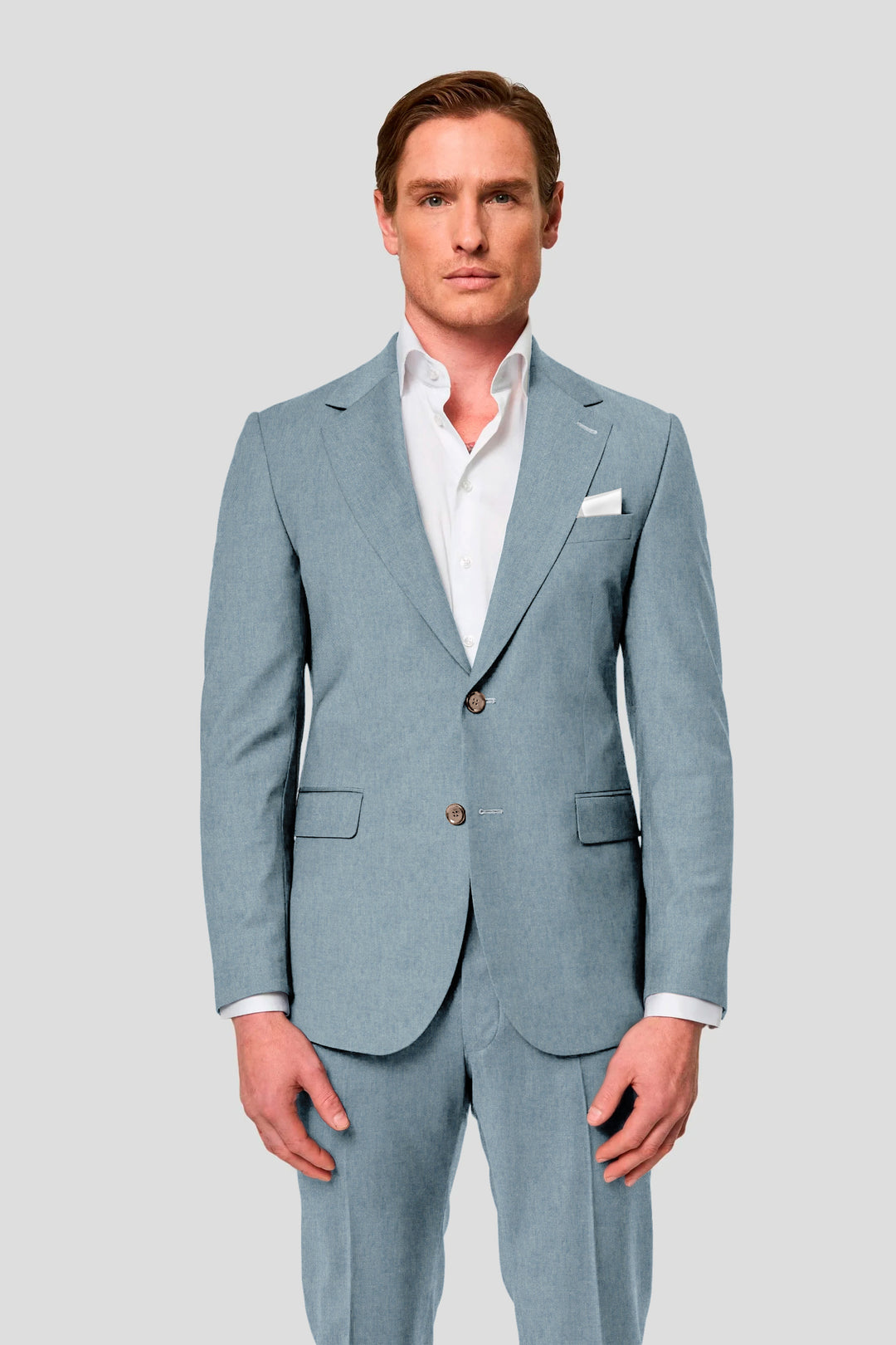 CUSTOM lyseblåt bomuldsjakkesæt SUIT CLUB