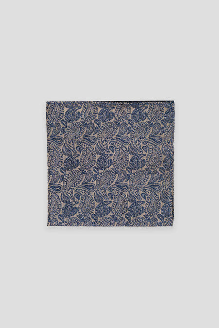 Paisley-Seideneinstecktuch in Gold & Blau
