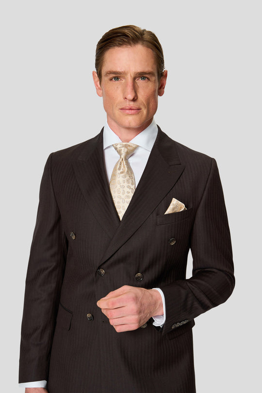 HERITAGE brun dobbeltradet blazer med sildeben MBO