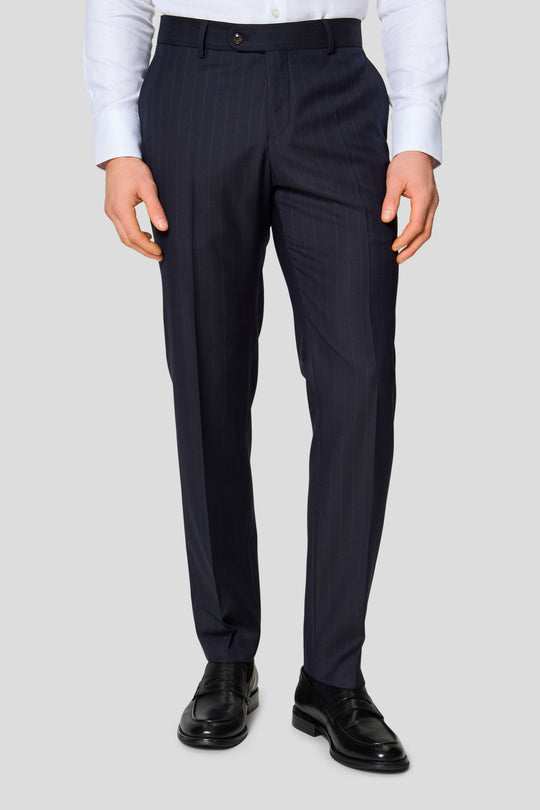 HERITAGE navy three-piece jakkesæt med nålestriber MBO
