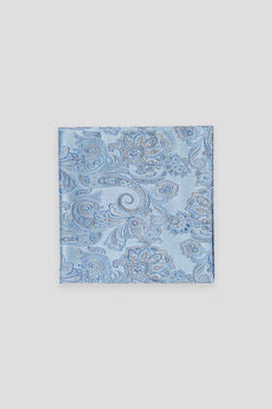 Hellblaues Paisley-Einstecktuch aus Seide
