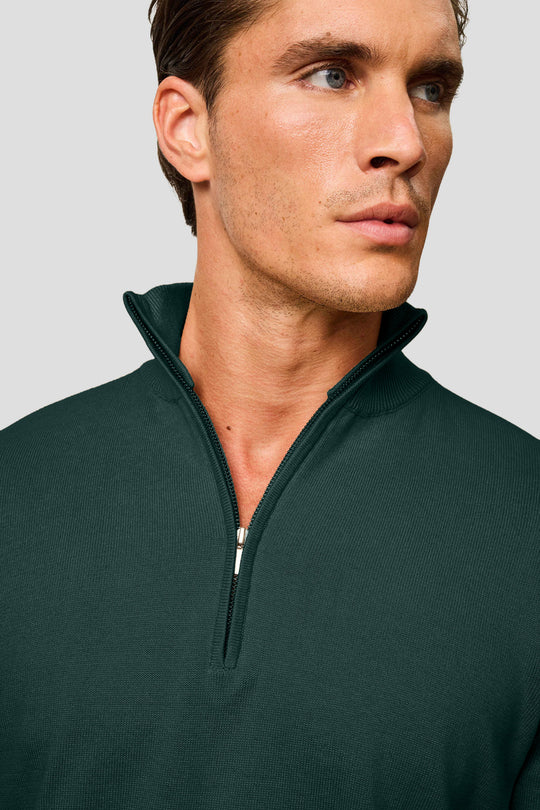Mørkegrøn half-zip striktrøje HVIID