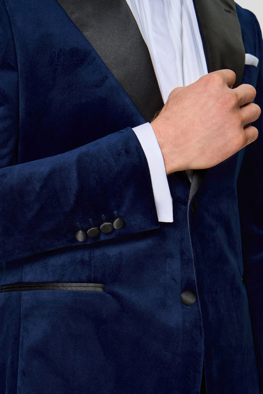 PREMIUM navy velour smoking blazer MBO