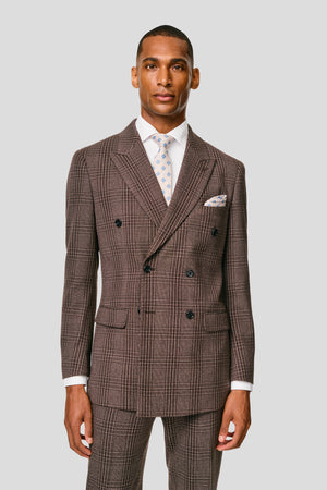 PRESTIGE brun dobbeltradet blazer med tern