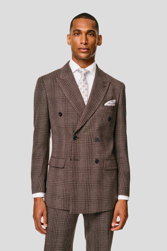 PRESTIGE brun dobbeltradet blazer med tern MBO