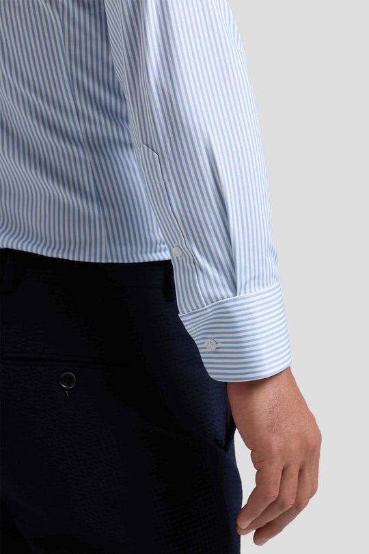 Signatur performance skjorte blå & hvid stribet slim Shirtmakers