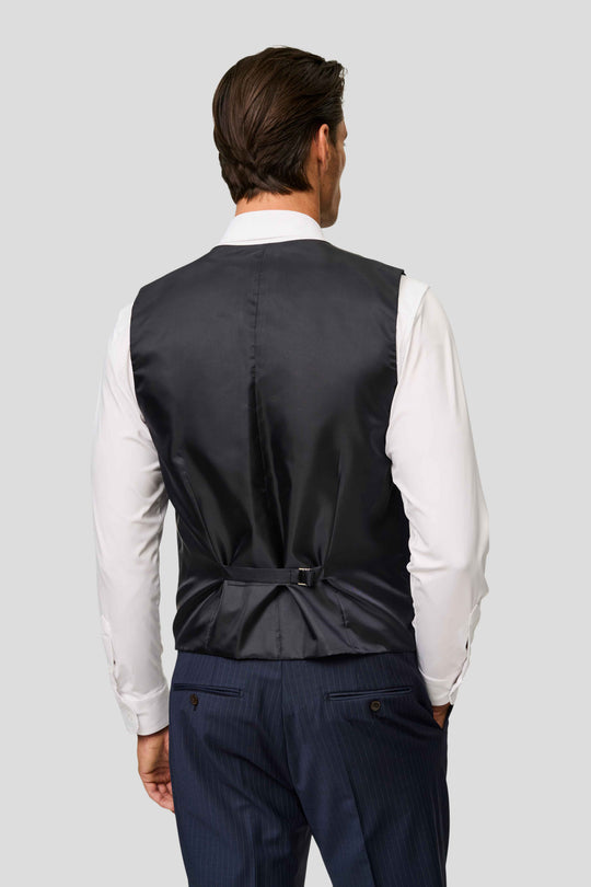 PREMIUM navy vest med nålestriber MBO