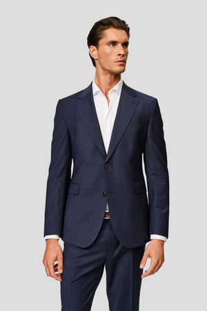 PREMIUM blå blazer med nålestriber