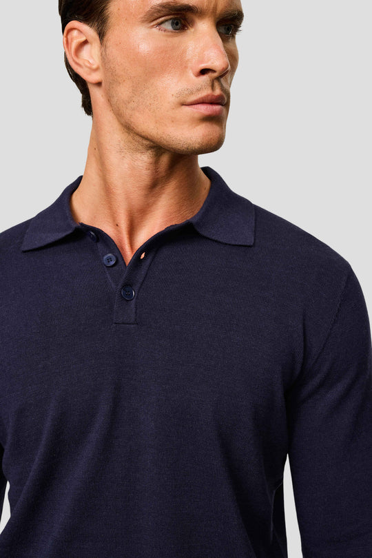 Navy langærmet polo HVIID
