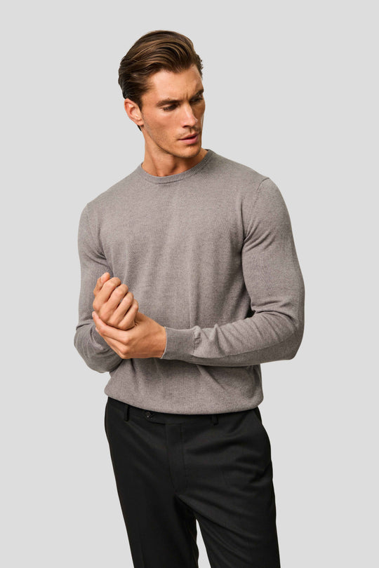 Grå o-neck striktrøje HVIID