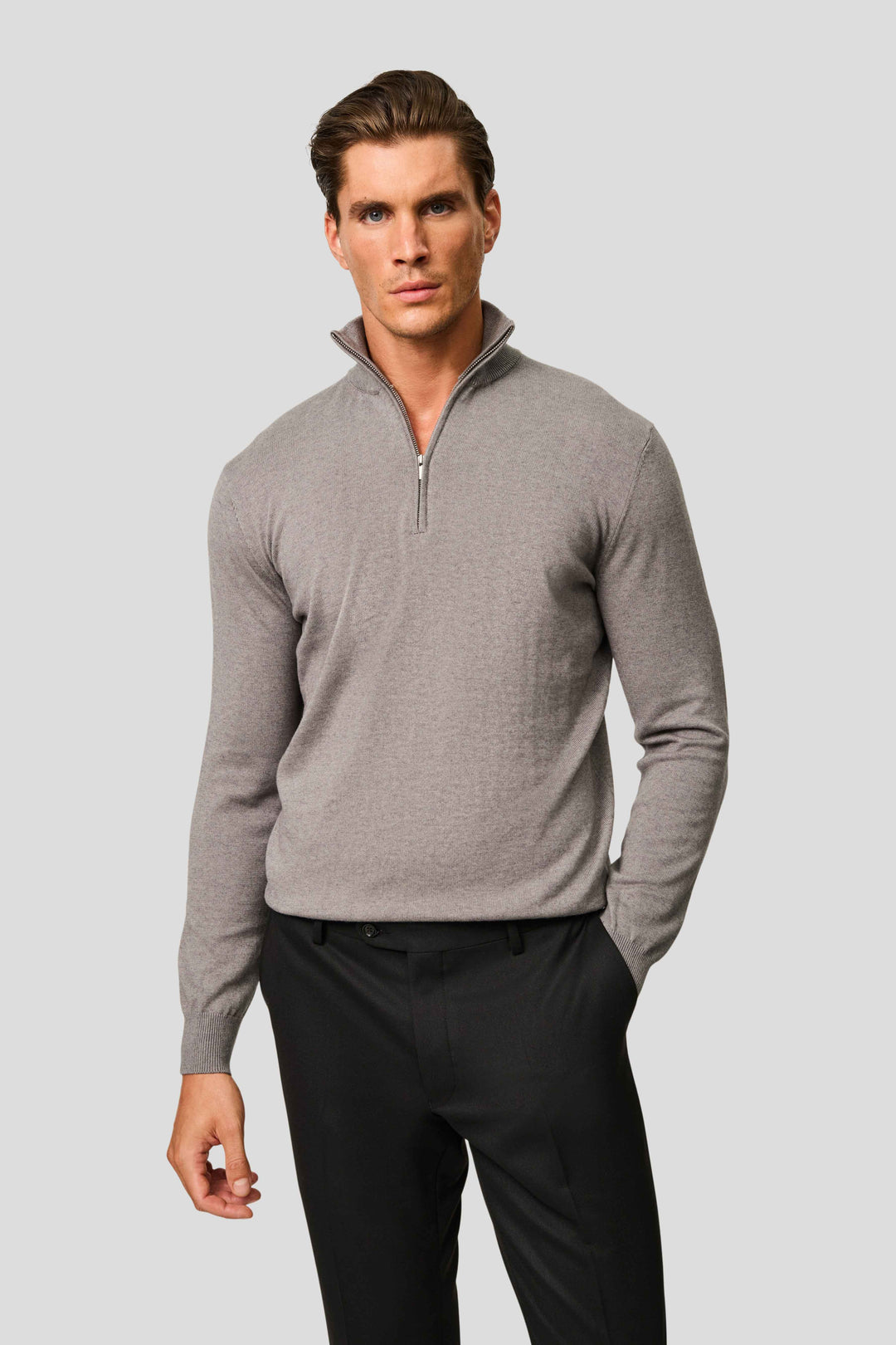 Grå half-zip striktrøje HVIID