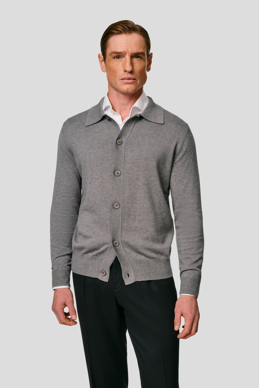 Grå polo cardigan HVIID