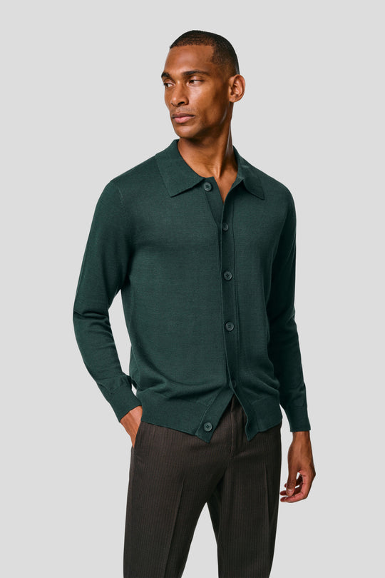 Mørkegrøn polo cardigan HVIID
