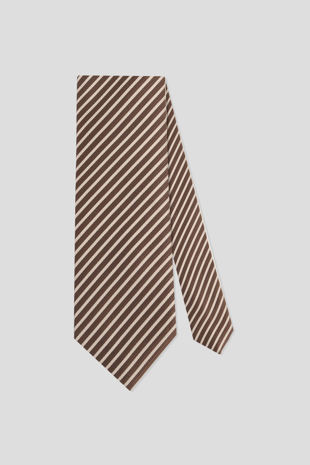 Beige og brunt stribet slips PVD