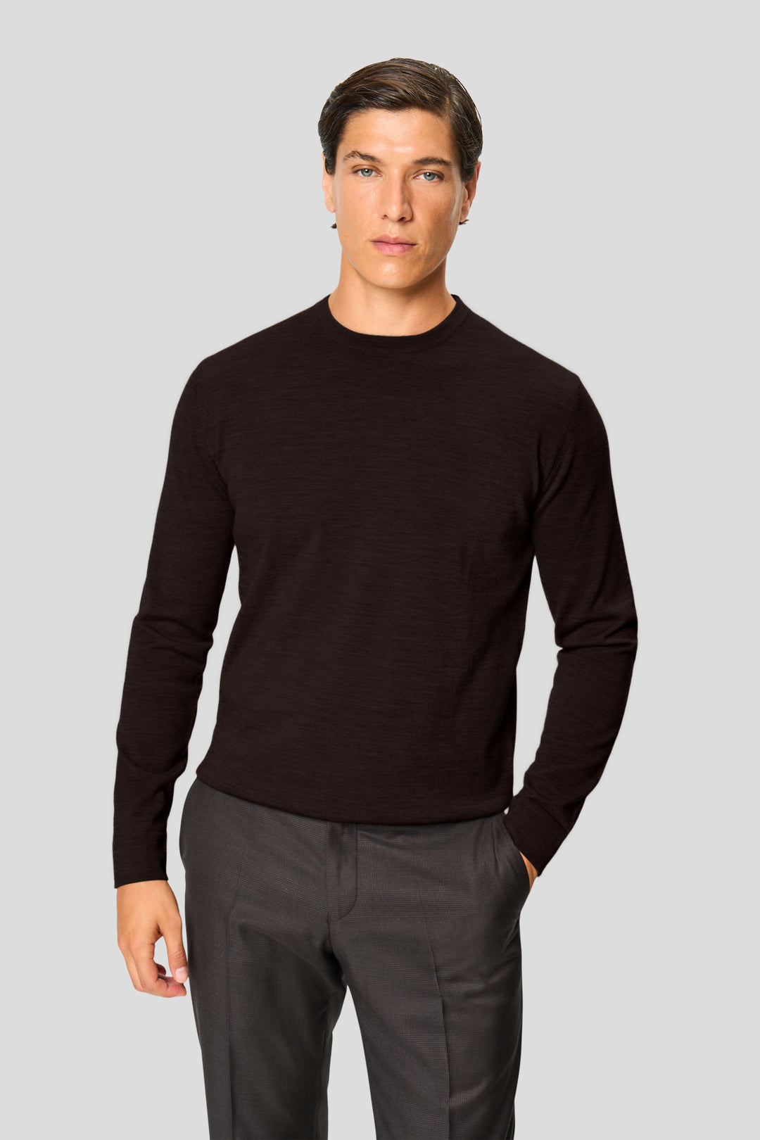 Brun merino crew neck