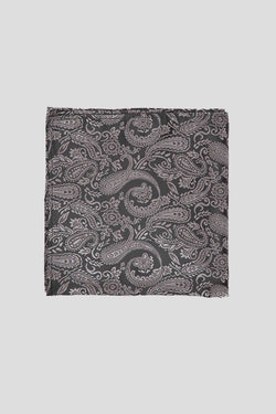 Schwarz & beige Paisley-Einstecktuch