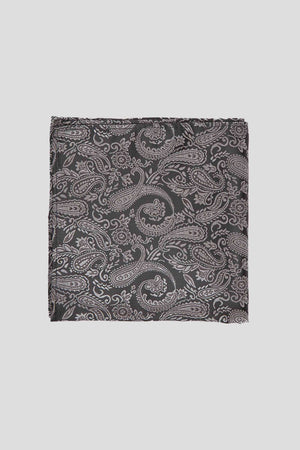 Schwarz & beige Paisley-Einstecktuch