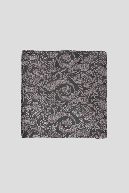 Schwarz & beige Paisley-Einstecktuch