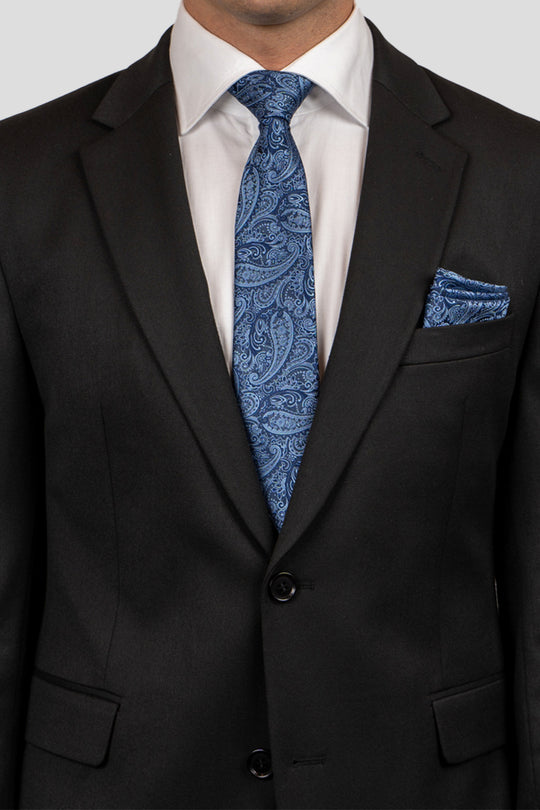 Blå paisley slips PVD