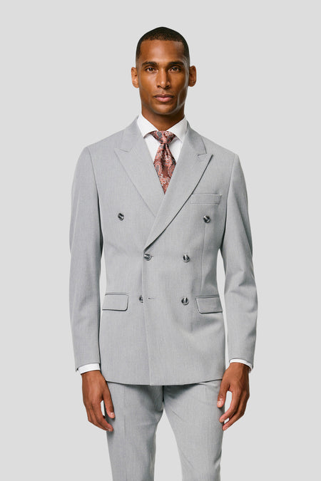 PRESTIGE lysegrå dobbeltradet blazer