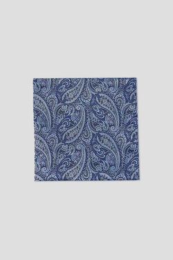 Blaues Einstecktuch mit Paisley-Muster