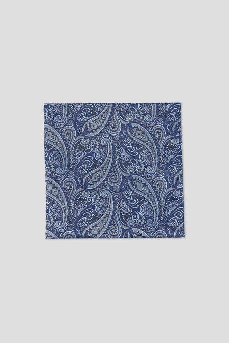 Blaues Einstecktuch mit Paisley-Muster
