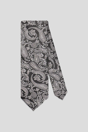 Schwarz & beige Paisley-Krawatte