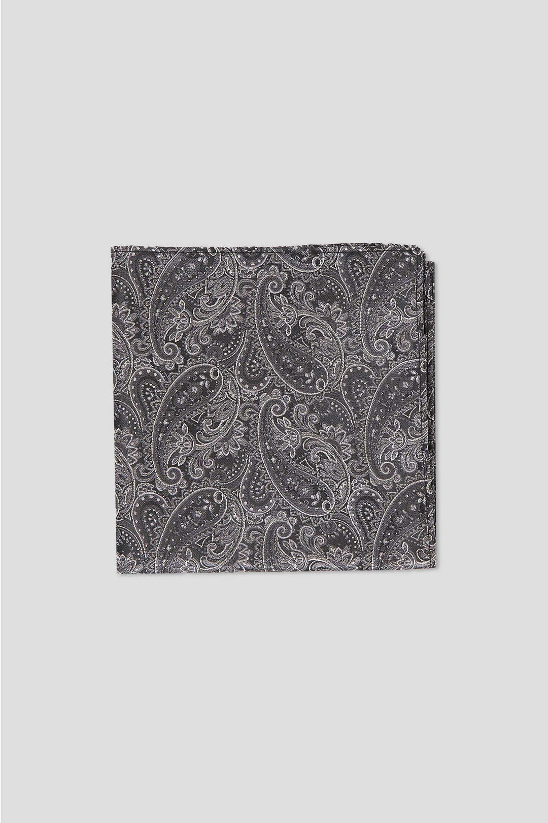 Sort & hvid lommeklud med paisley PVD